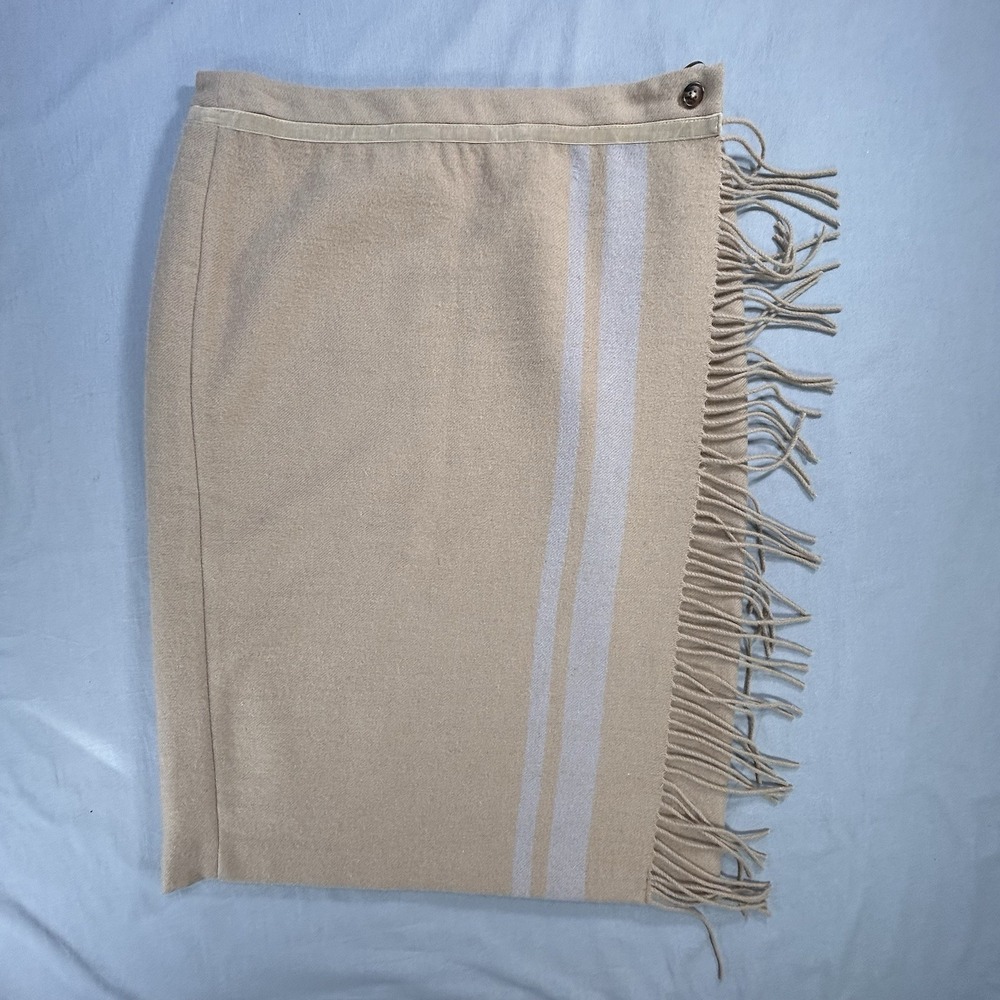J McLaughlin 100% Wool‎ Tan Blanket Pencil Skirt Womens 8